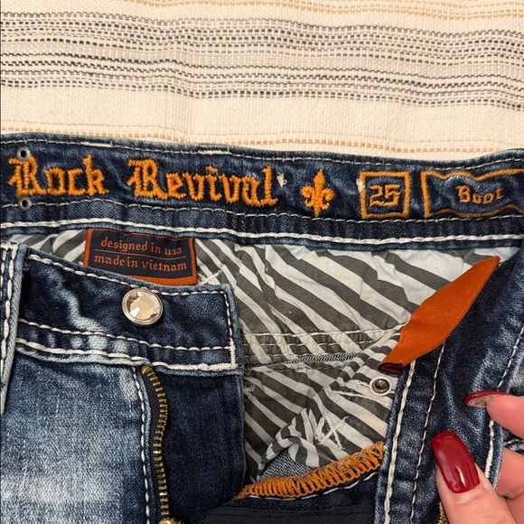 Red Jeans Rocker Rivals Rock Revival | Jeans | Rock Revival Indigo Jeans With Orange Stitching ...